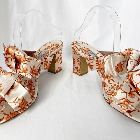 Johanna Ortiz x Tabitha Simmons Floral Satin Bow Open Toe Sandals Cocktail Party - Picture 4 of 9